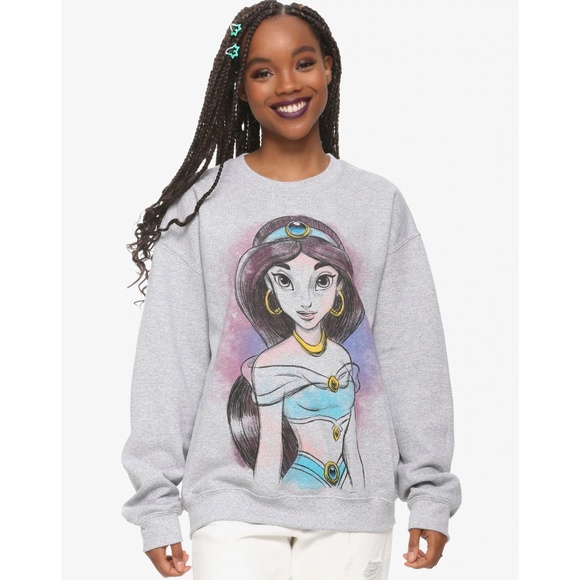 Disney | Tops | Disney Aladdin Jasmine Sketch Girls Sweatshirt Nwt ...